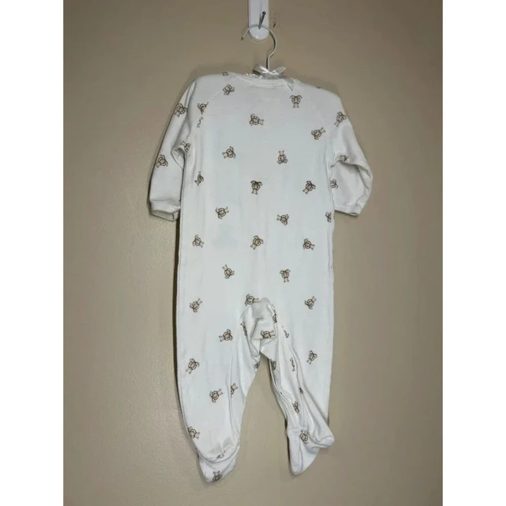 Vintage Carter's 6-9M Baby Boy Embroidered Teddy Bear Footed Snap Sleever